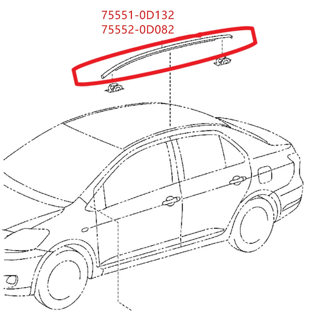 Roof Drip Side Finish Moulding for 14-18 Toyota Yaris (2014-2018)