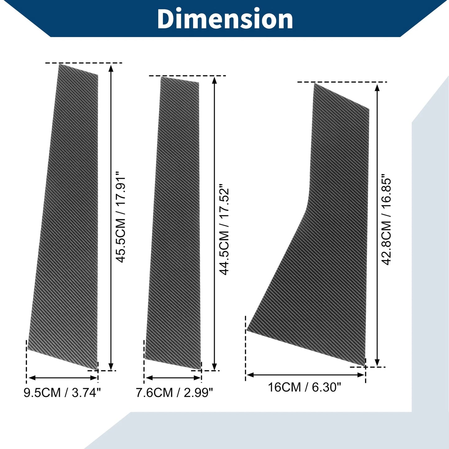 6 x Door Pillar Window Trim for Acura MDX (2014 - 2020) Carbon Fiber Black