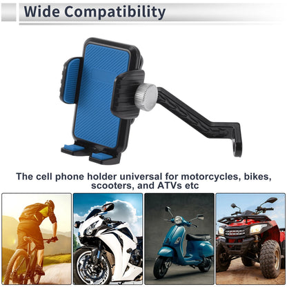 Motorcycle Phone Mount Holder 4.7-7.2in Rearview Mirror Mount Blue