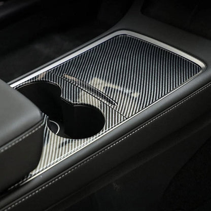 Carbon Fiber Console Cup Holder Trim for Tesla Model 3 Y (2017-2023)