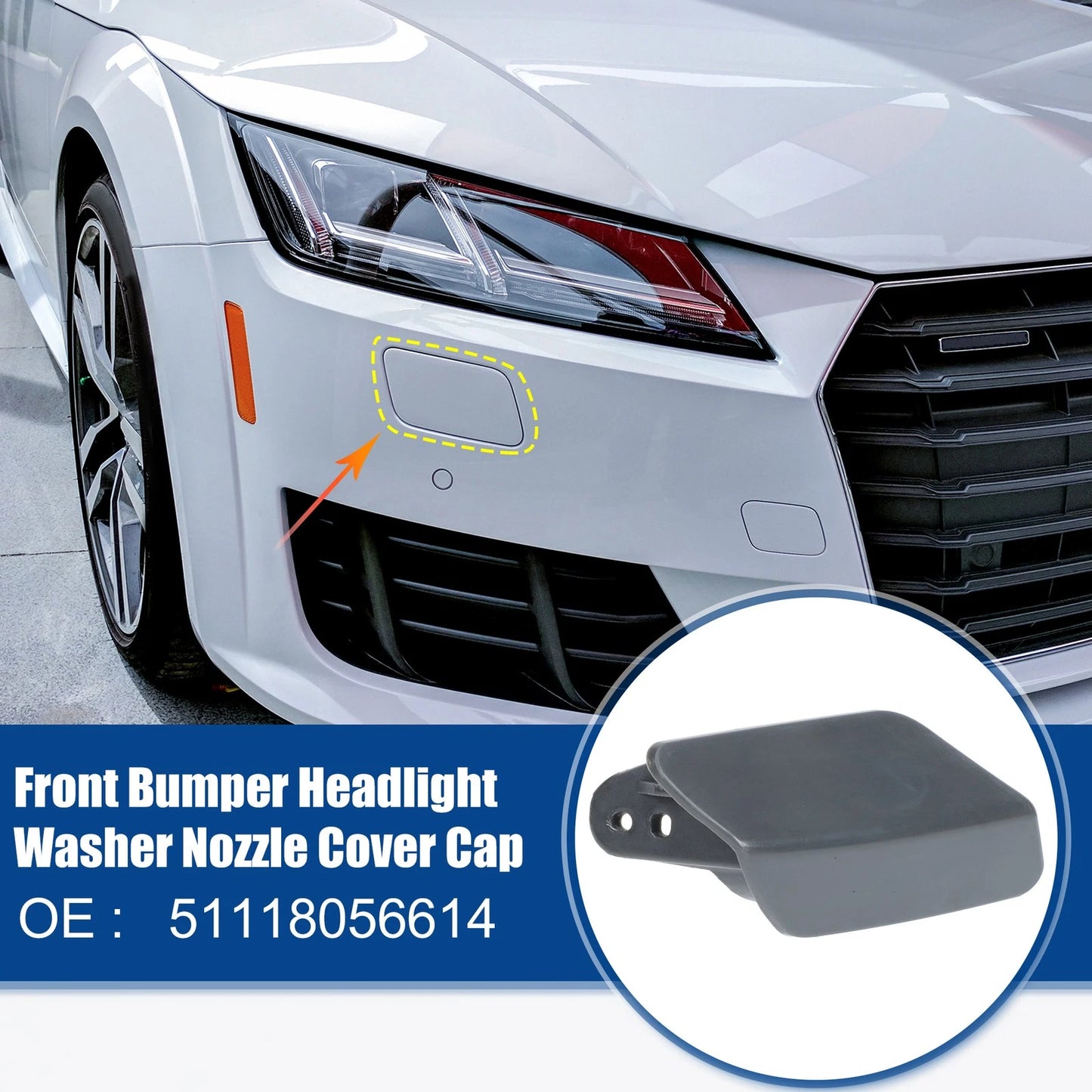 Black Front Right Headlight Washer Nozzle Cover for BMW M3 (2015-2018)
