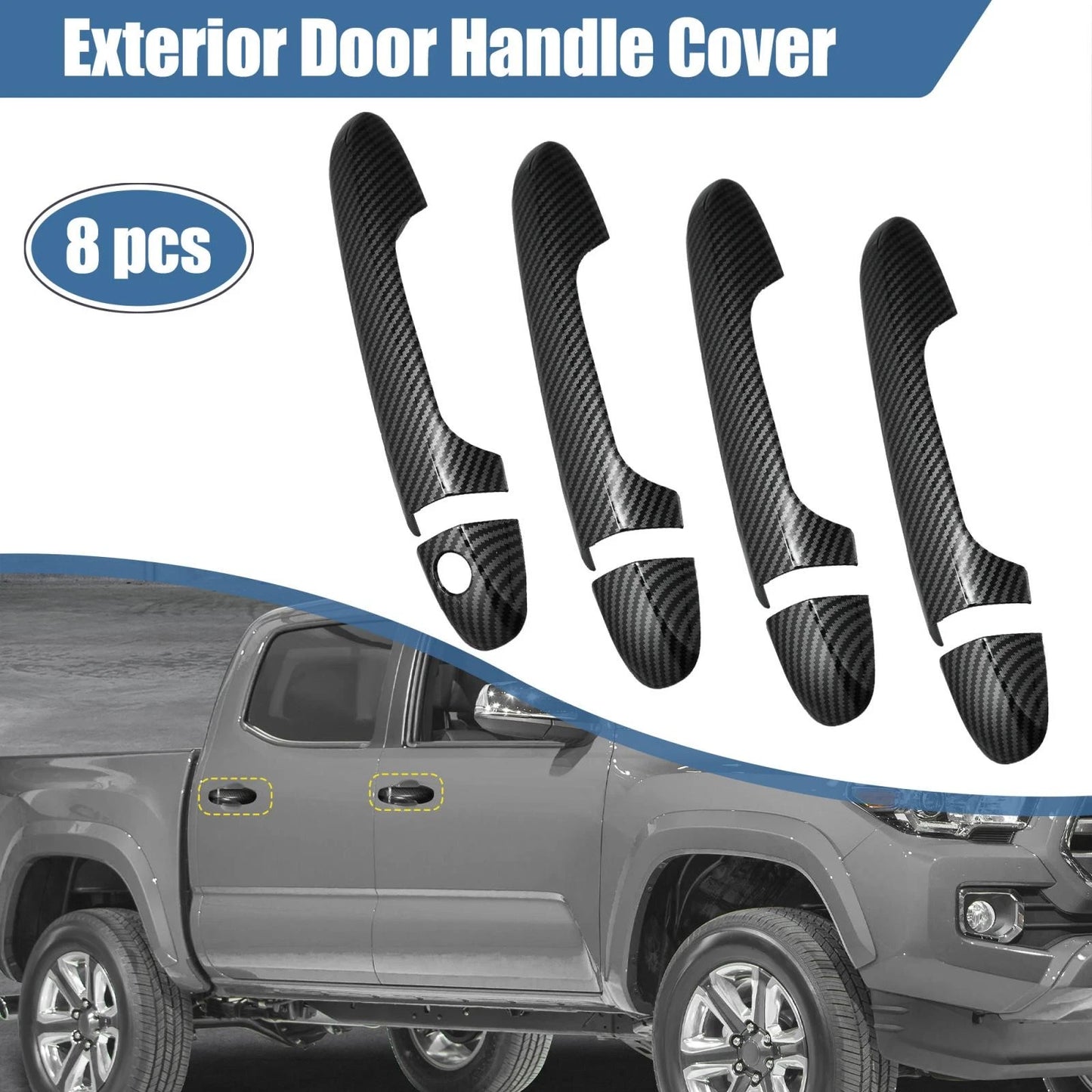 8pcs ABS Carbon Fiber Door Handle Cover Trim for Toyota Tacoma (2016–2021)