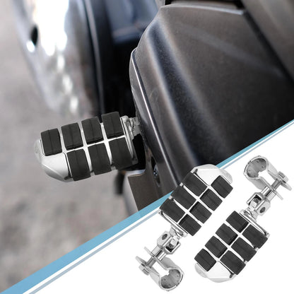 Pair Motorcycle Foot Pegs 360 Degree Rotate Aluminum Alloy Silver Tone