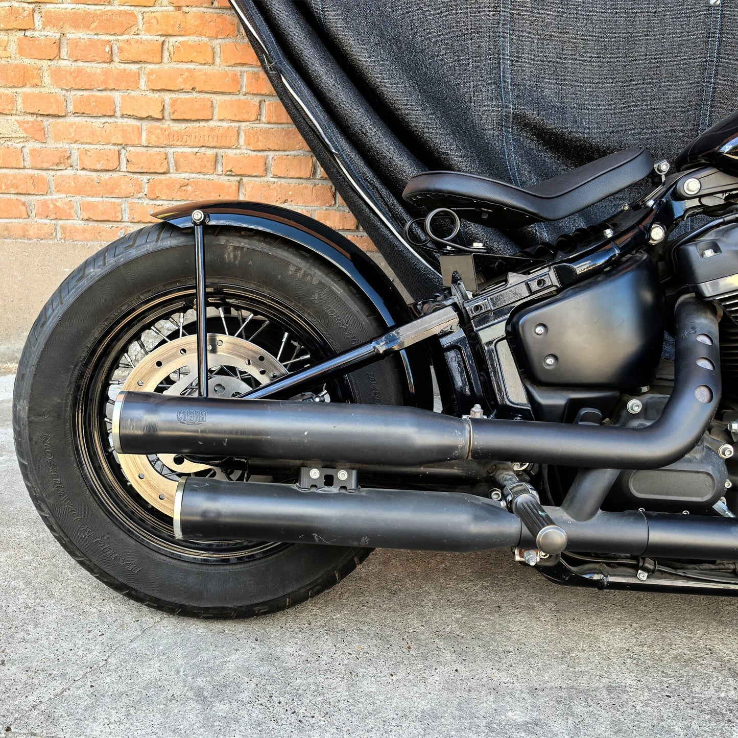 Black Rear Fender Mudguard Kit for Harley Street Bob FXBB (2019-2024)