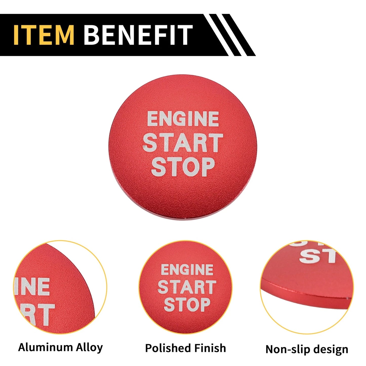 Engine Start Stop Button Switch Knob Cover for Toyota Tacoma (2016-2023) Red