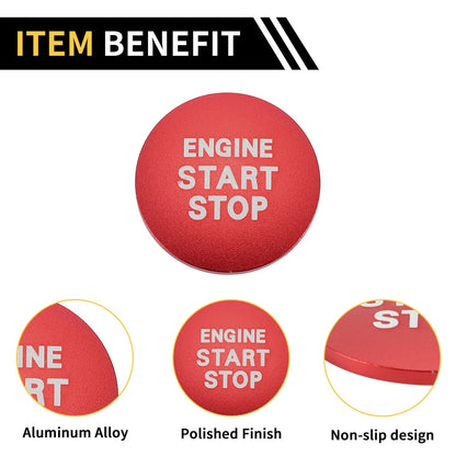 Engine Start Stop Button Switch Knob Cover for Toyota Tacoma (2016-2023) Red