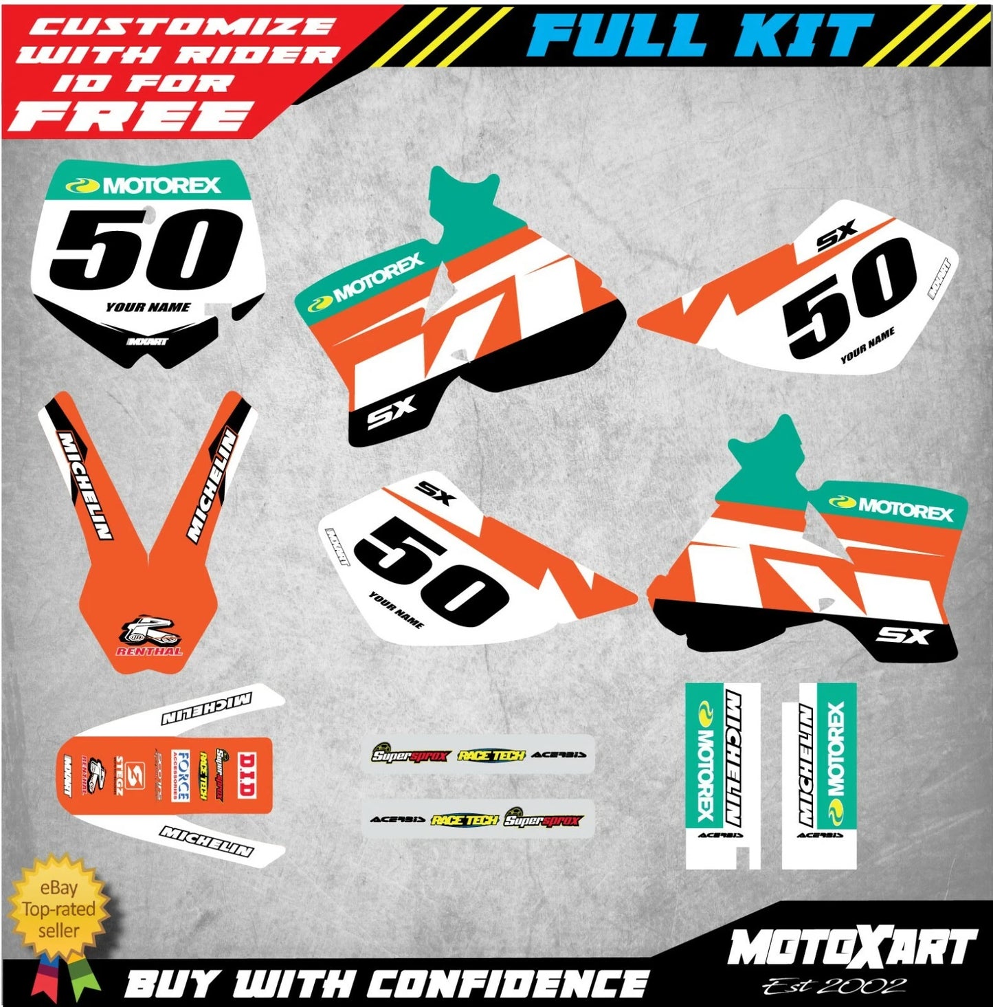 Custom Graphics Full Kit for KTM 50 (2002-2008) - Reckless Style Stickers