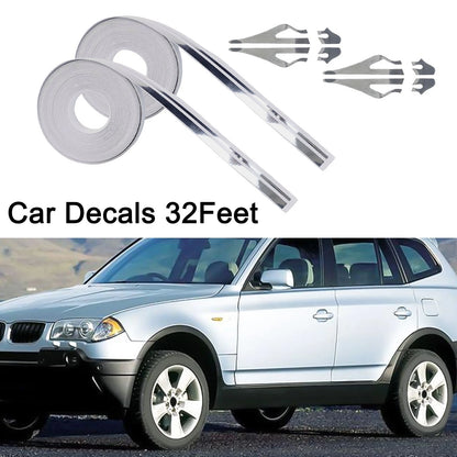 Stripe Stickers Silver Streamline Double Line Tape Decal Vinyl for Car