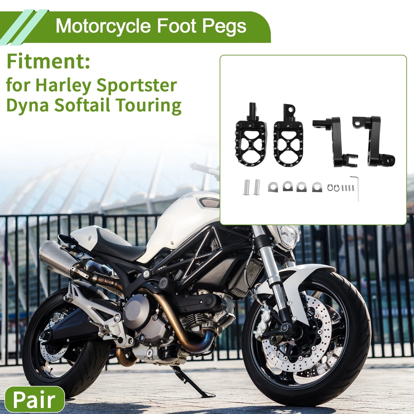 Motorcycle Foot Pegs for Harley Sportster Dyna Softail Touring Footrests 1 Pair