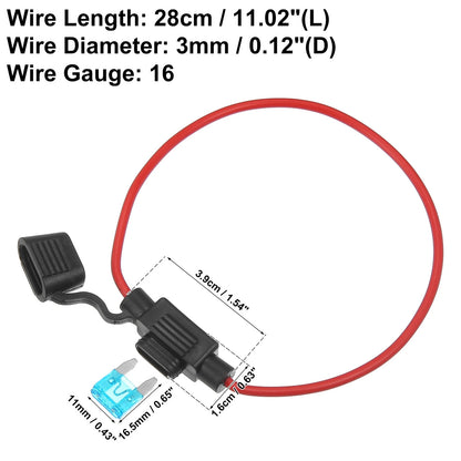 3 x DC 12V Car ATC Blade Style Mini Fuse Holder with 15A Fuse