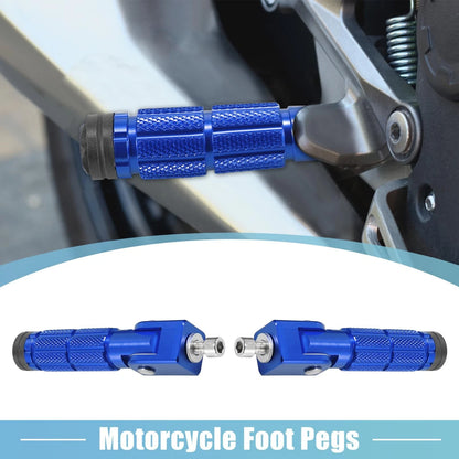 1 Pair 8mm Aluminum Alloy Rearset Fold Footrest Footpeg Blue for Make Model