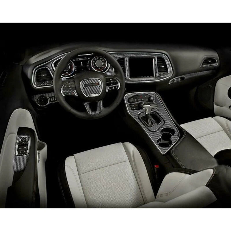 Carbon Fiber Steering Wheel Side Panel Cover Trim for Dodge Challenger (2015-2020)
