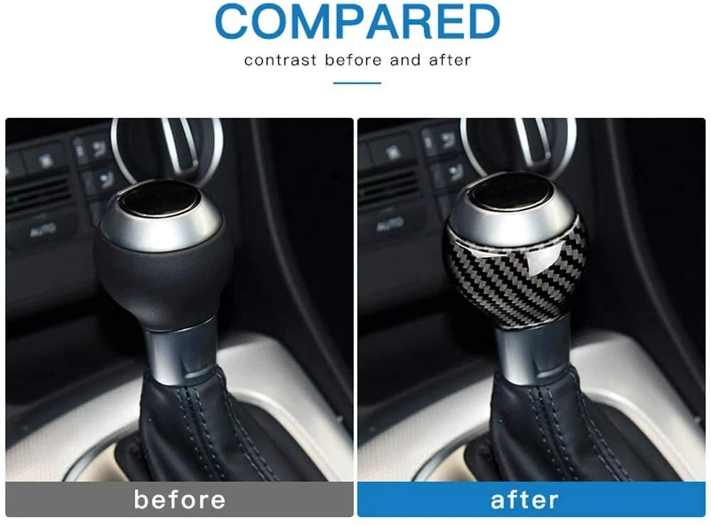 Real Carbon Fiber Gear Shift Knob Head Caps Cover Trim For Audi Q3 2013-2018