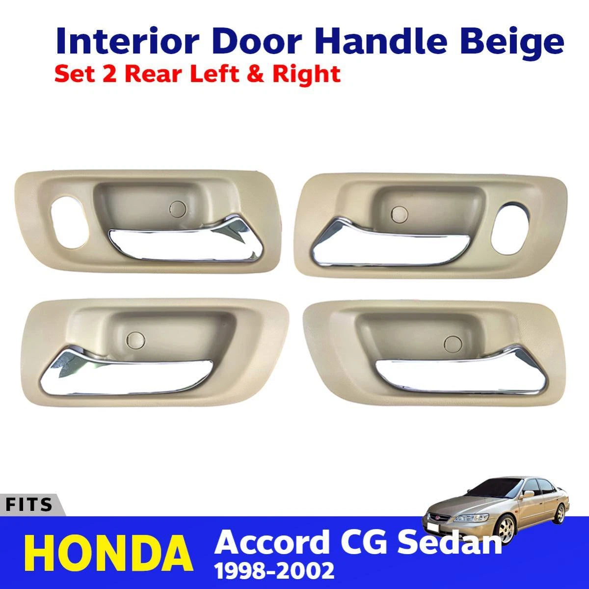 Interior Inner Door Handle Beige Set 4 Fits Honda Accord CG 4D Sedan 1998-02 D06