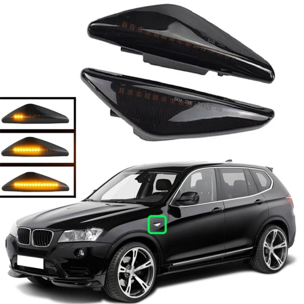 Smoke LED Fender Side Marker Lights for BMW F25 X3, E70 X5, E71 X6 (2011-2017)