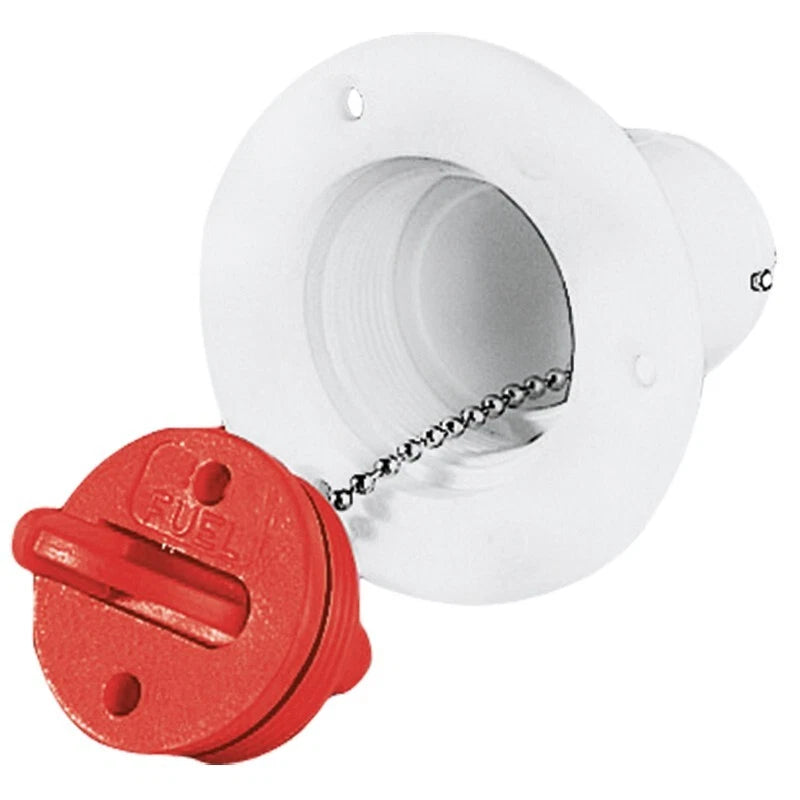 White Boat Deck Filler Fuel 38mm Red Cap with Seal & Chain