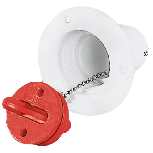 White Boat Deck Filler Fuel 38mm Red Cap with Seal & Chain