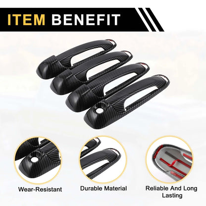 4pcs Exterior Door Handle Cover for Dodge Ram 1500 Carbon Fiber Pattern