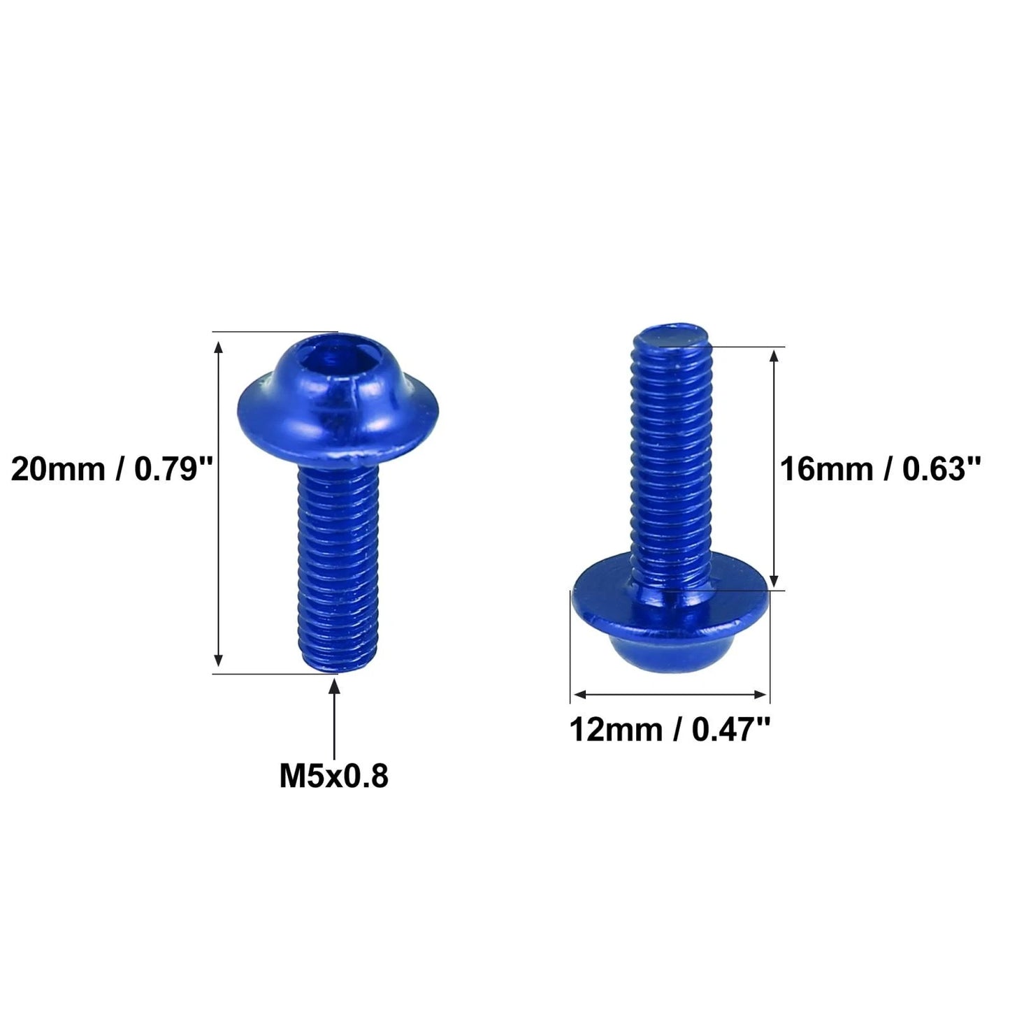 20pcs M5 5mm Windscreen Screws Fairing Windscreen Bolts Blue for Make Model