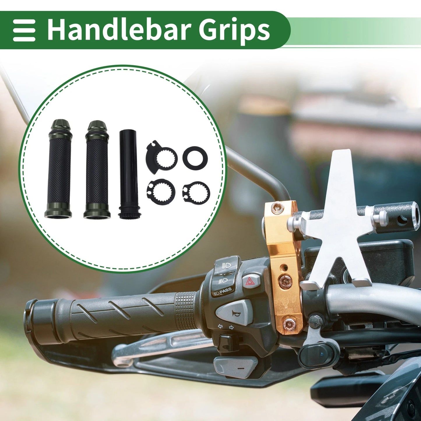 7/8" 22mm Hand Grips Cover Kit for Motorcycle Black Titanium Tone