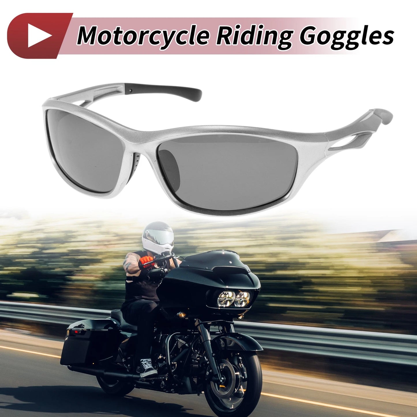 Goggles / 1 x Motorcycle Lens Silver Tone Frame Triacetel for Motorcycle