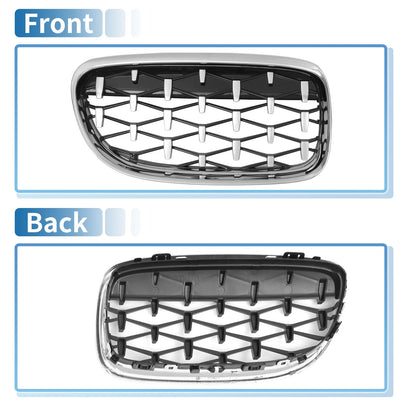 Hood Bumper Grille for BMW 335d 328i 335i E90 (2006-2013) - Silver Tone Pair