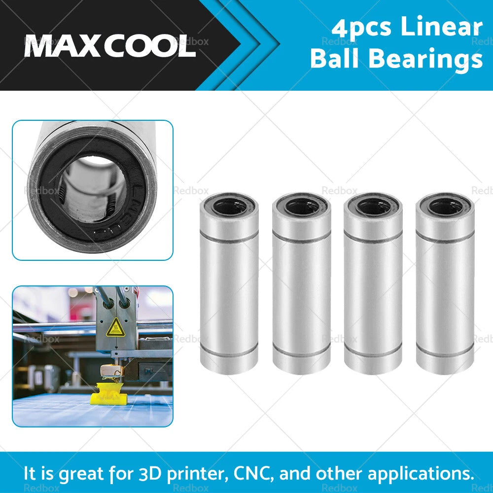 4 x LM8UU Extra Long Linear Ball Bearings 8mm Bore 15mm OD 45mm Length