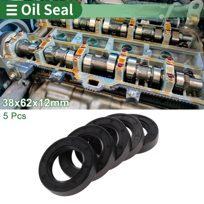 Oil Seal 38x62x12mm NBR Rubber High Pressure Black 5 x Pcs