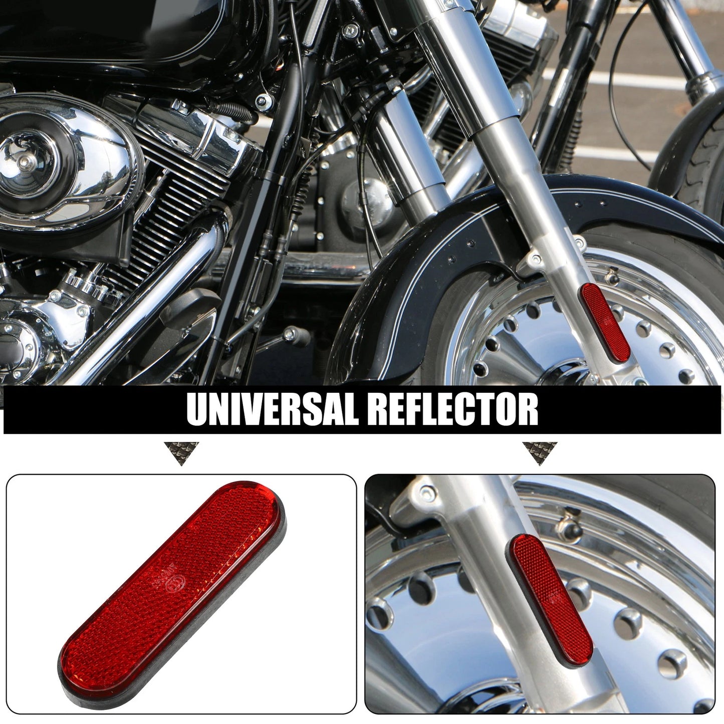Universal Motorcycle Reflector / 100x30 / Safety Spoke Red
