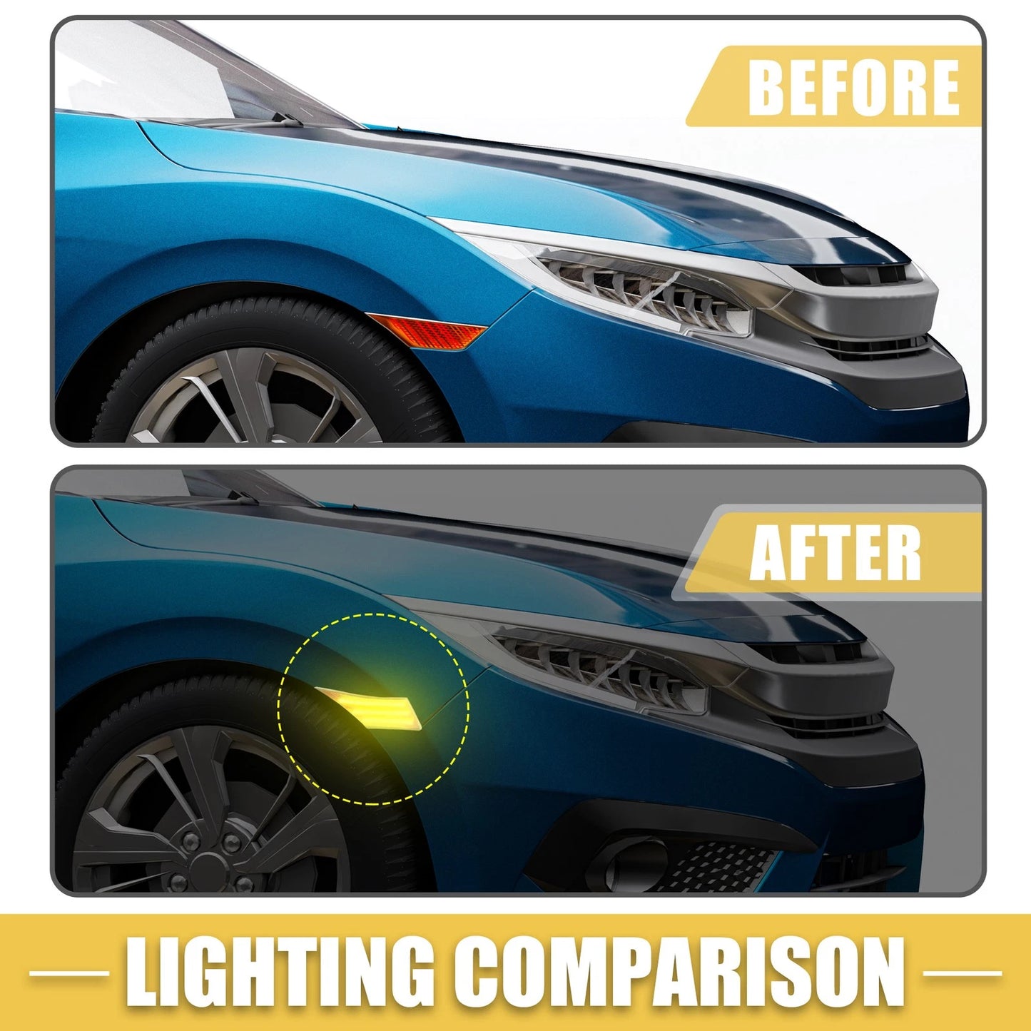 Front LED Side Marker Lights for Scion FR-S (2013-2016) - 2 x Amber Clear