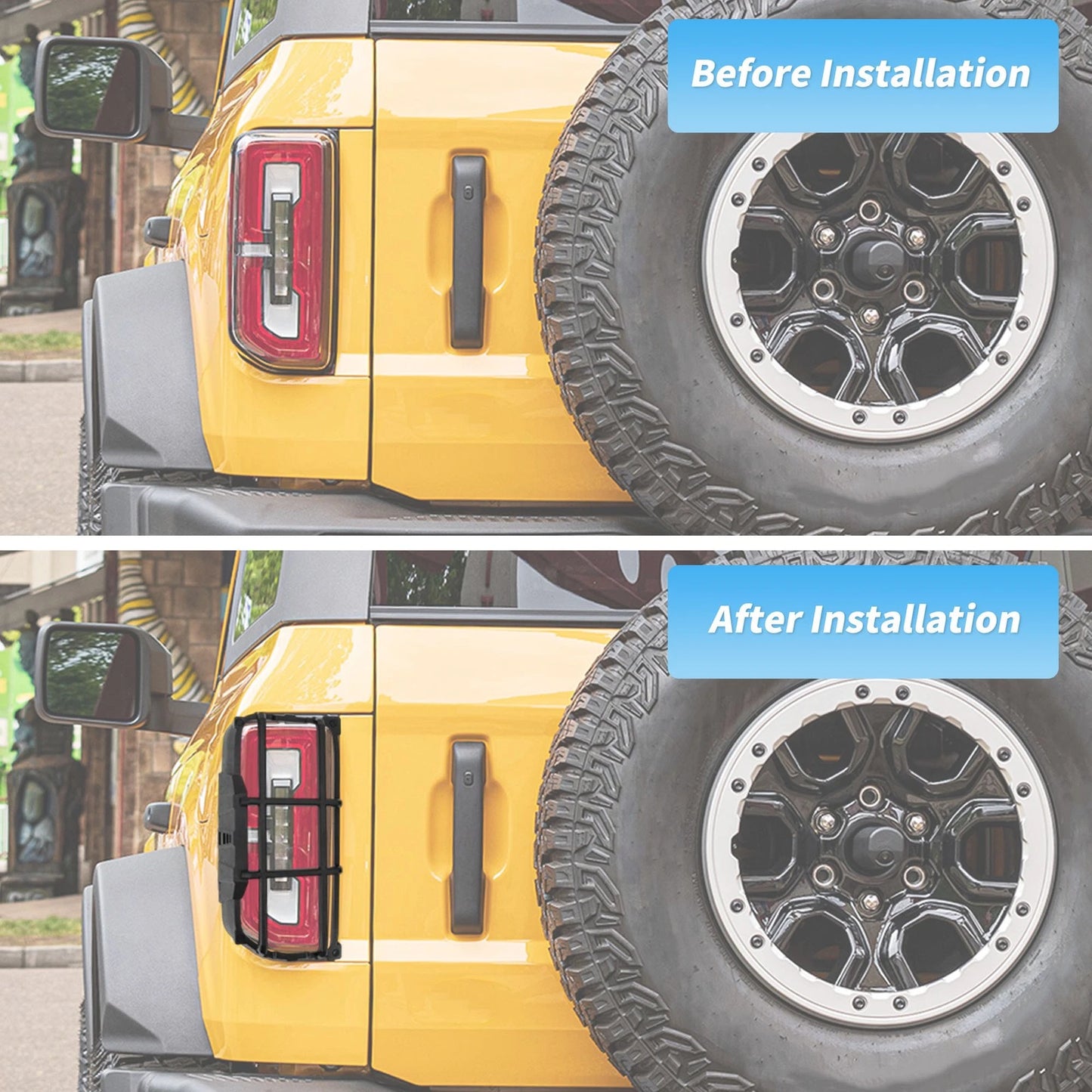 Tail Light Protector Trim Cover for Ford Bronco (2021-2025) - 1 Pair, ABS Black
