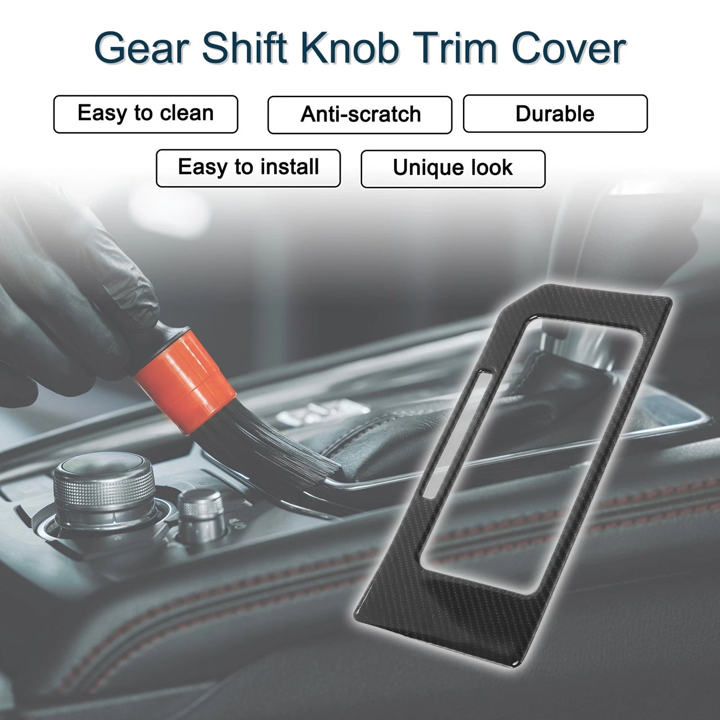 ABS Gear Shift Knob Cover Sticker for Ford F150 (2015-2020) Carbon Fiber Black