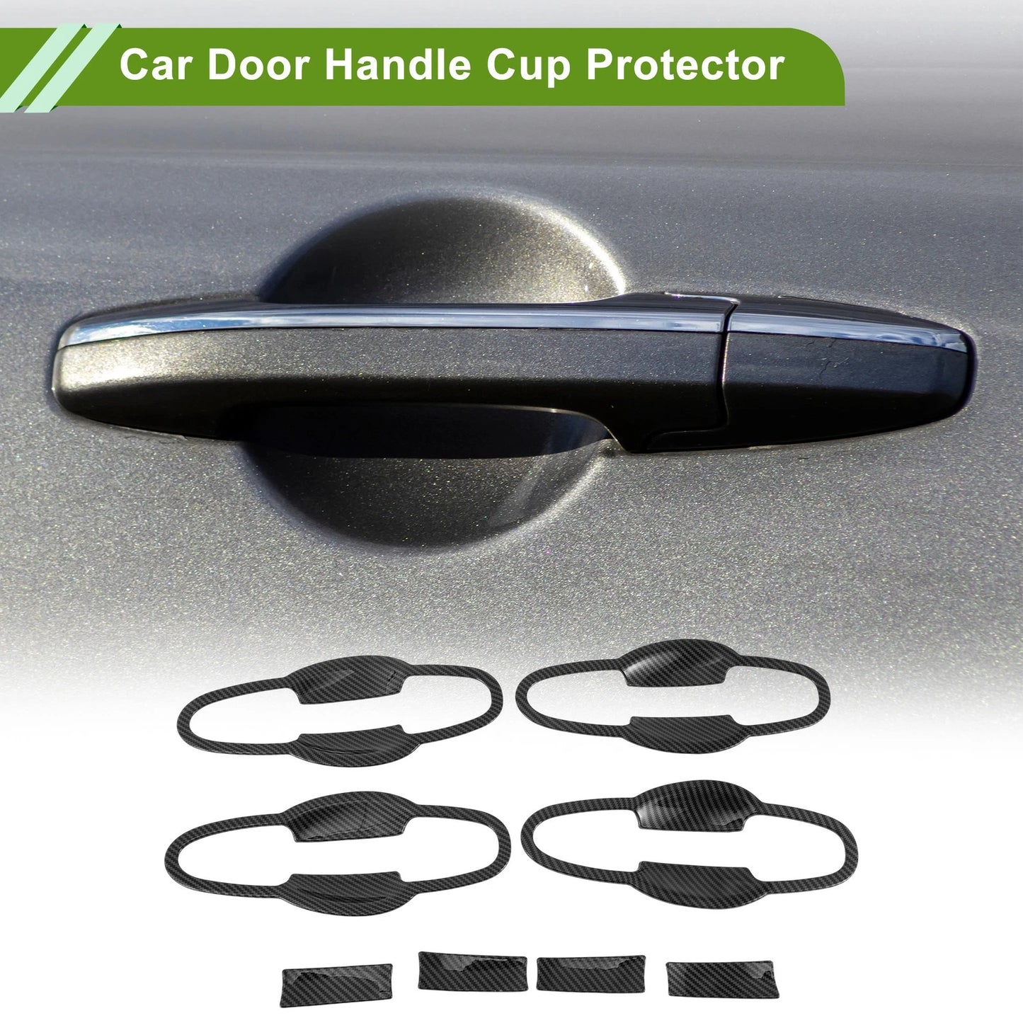 Car Door Handle Cup Protector for Toyota Highlander Kluger Carbon Fiber Black