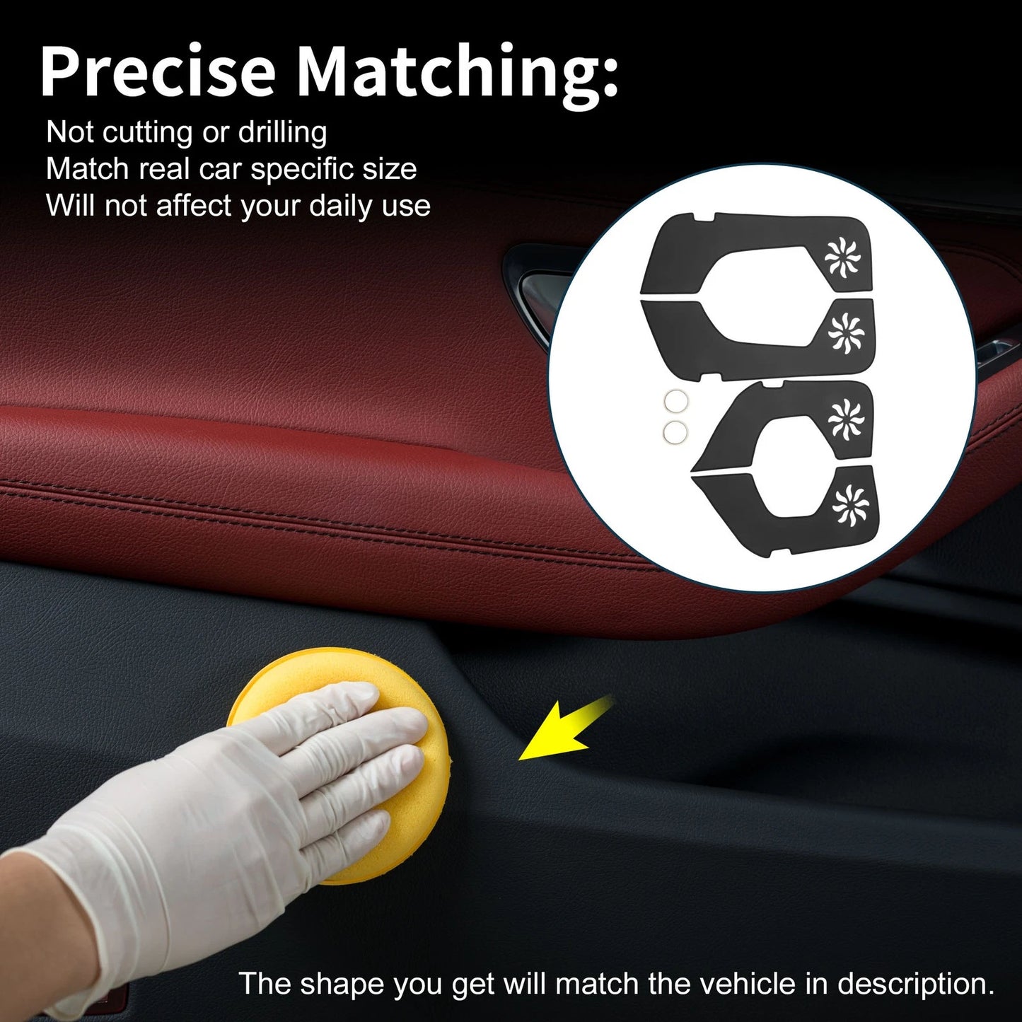 Anti Kick Pad Sticker Protector Car Door for Infiniti QX60 (2022-2024) Black