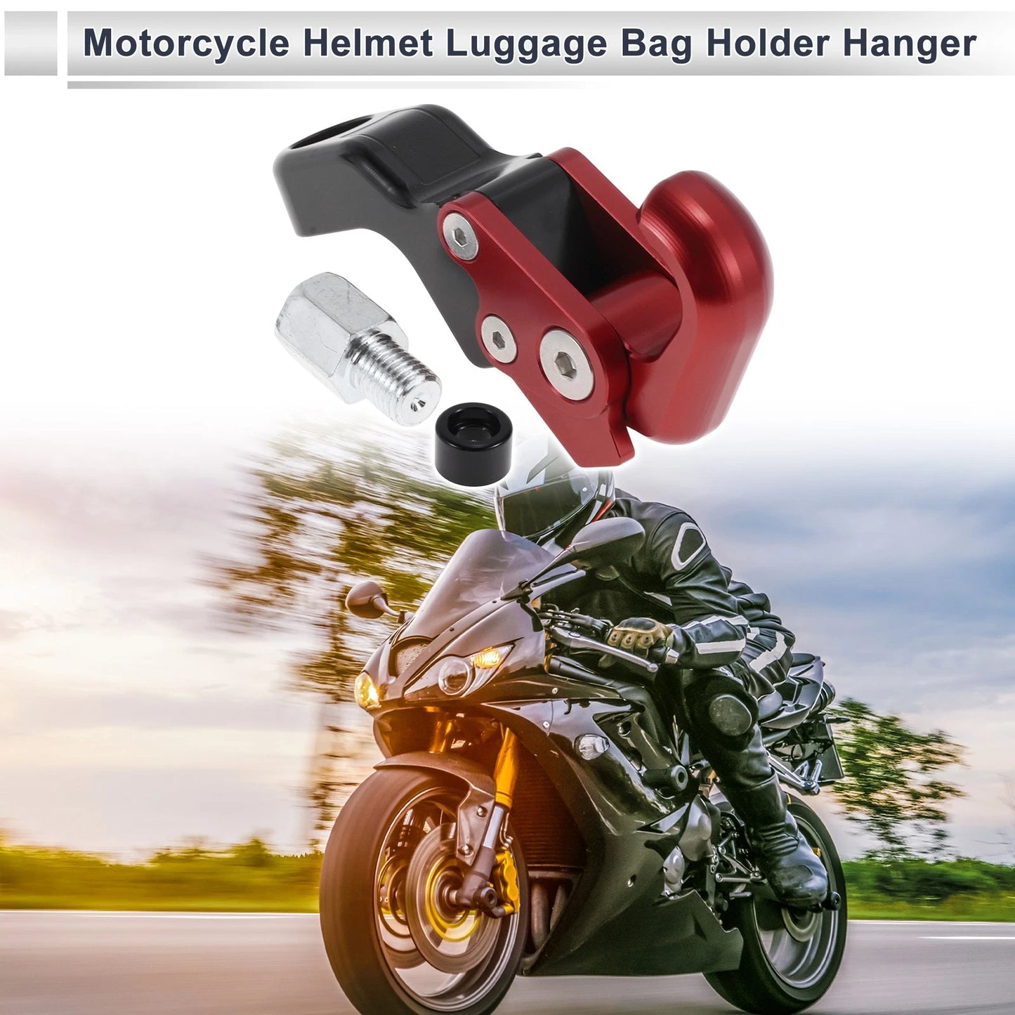 Slope Handle with Hook Aluminum Alloy Hanging Hook Red for Motorcycle