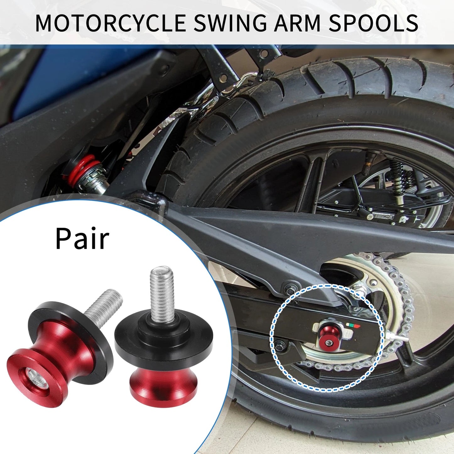 1 Pair Motorbike Swingarm Spools 8mm CNC Swing Arm Spools Slider Stand Red