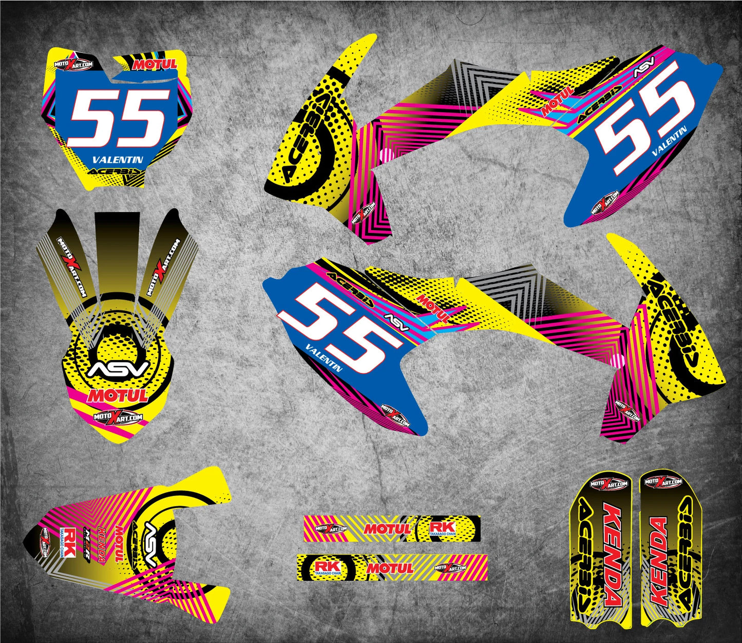 KTM 50 Custom Graphics Full Kit NEON STYLE Stickers (2016-2023)
