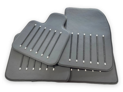 Black Leather Floor Mats for Rolls Royce Black Badge Phantom (2003-2016)