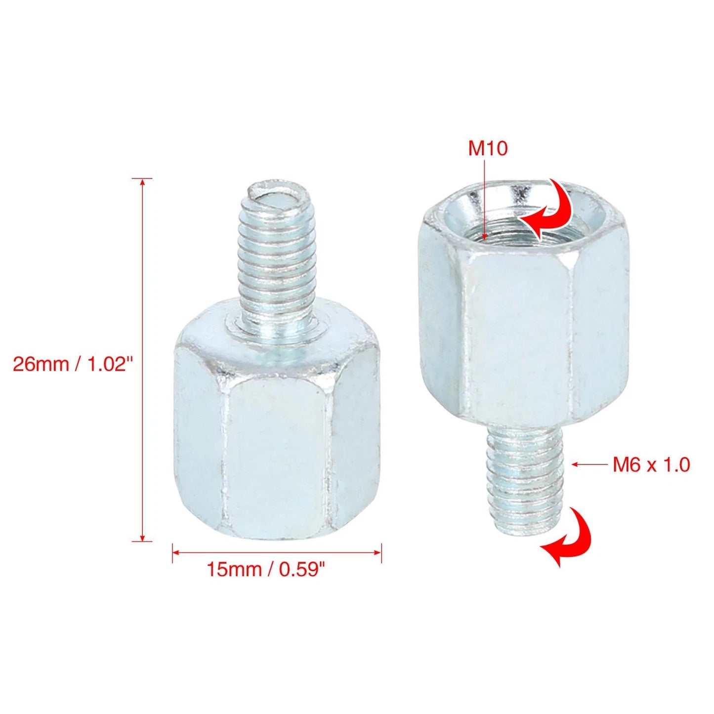 5pcs 10mm RH to 6mm RH Rearview Mirror Adapter for Motorcycle Bike