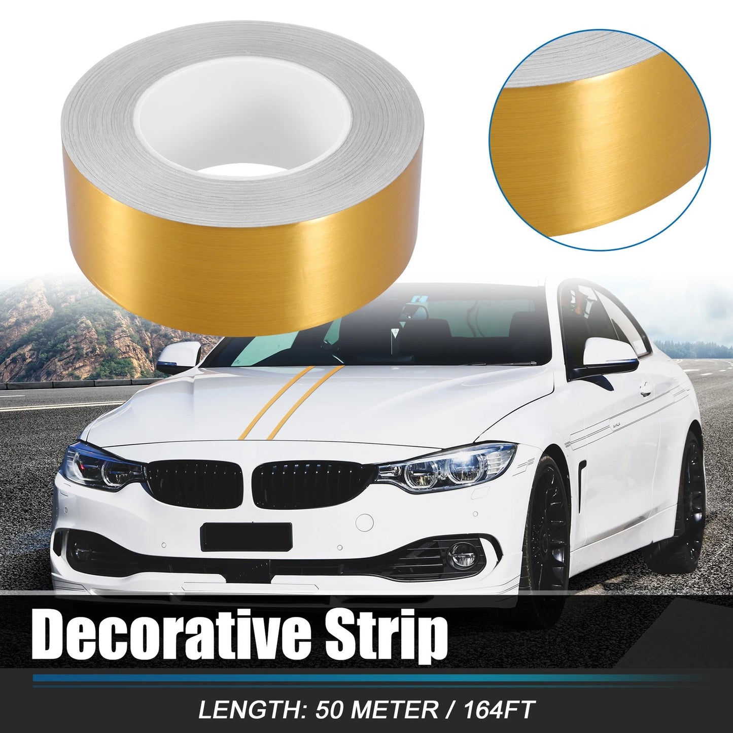 2 x 164ft Decorative Strips Waterproof Gold Tone for Car Motorcycle