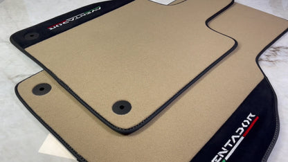 Beige Floor Mats for Lamborghini Aventador 2012-2022 with Alcantara Leather