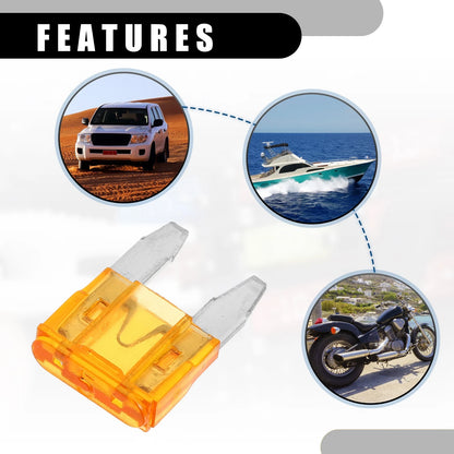 50 Pcs Mini 5AMP APM/ATM Blade Fuses for Car Short Circuit Protection