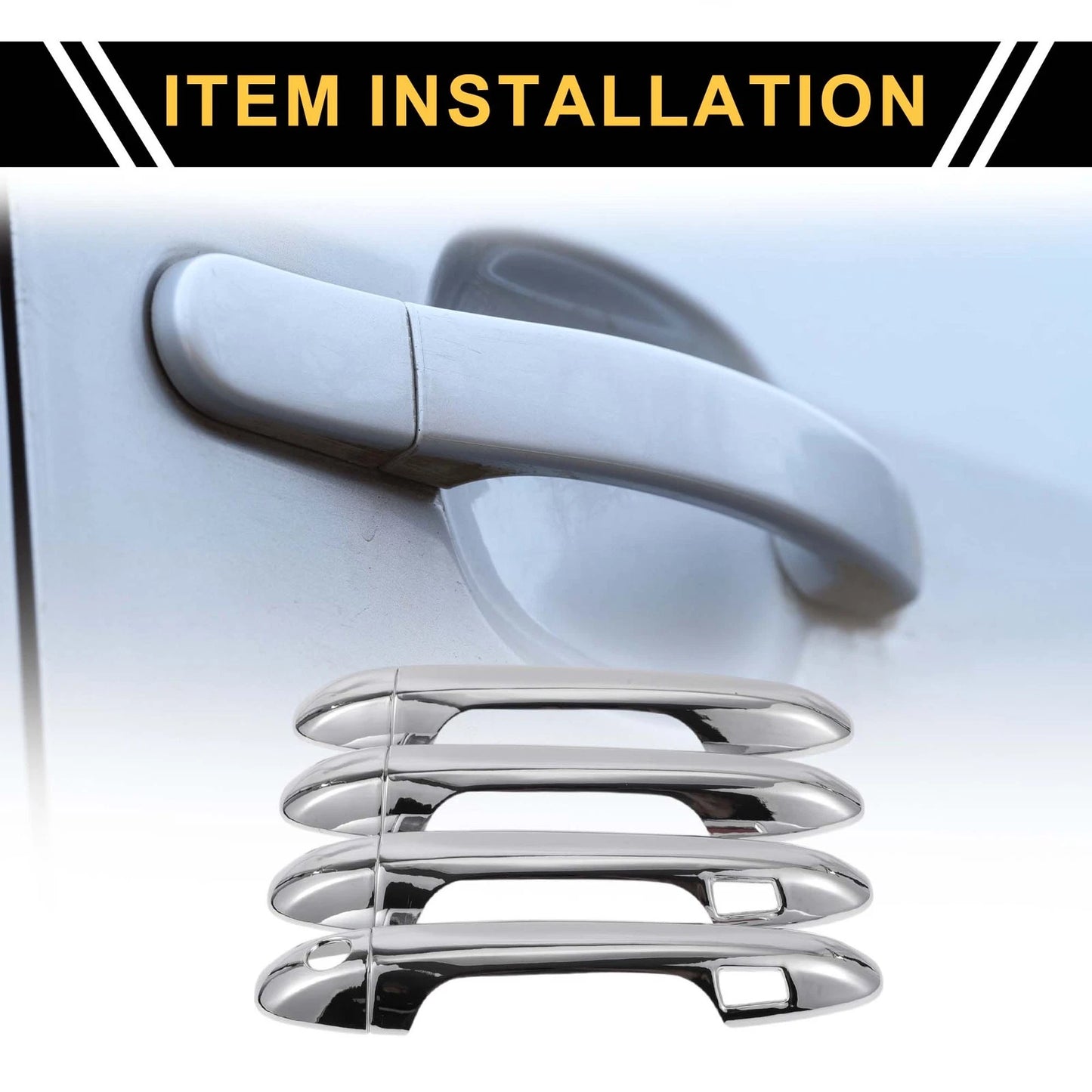 4pcs Exterior Door Handle Cover for Toyota Tacoma with Keypad Chrome Silver