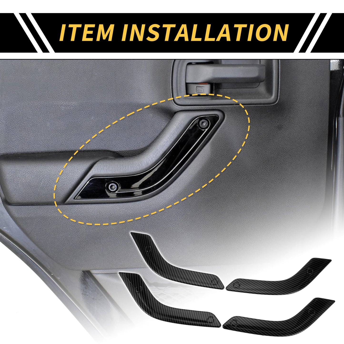 Front Rear Door Handle Panel Bezel Cover Trims for Jeep Wrangler JK (2007-2018)