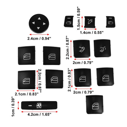 Car Front Door Armrest Window Switch Button Covers Set for Mercedes-Benz
