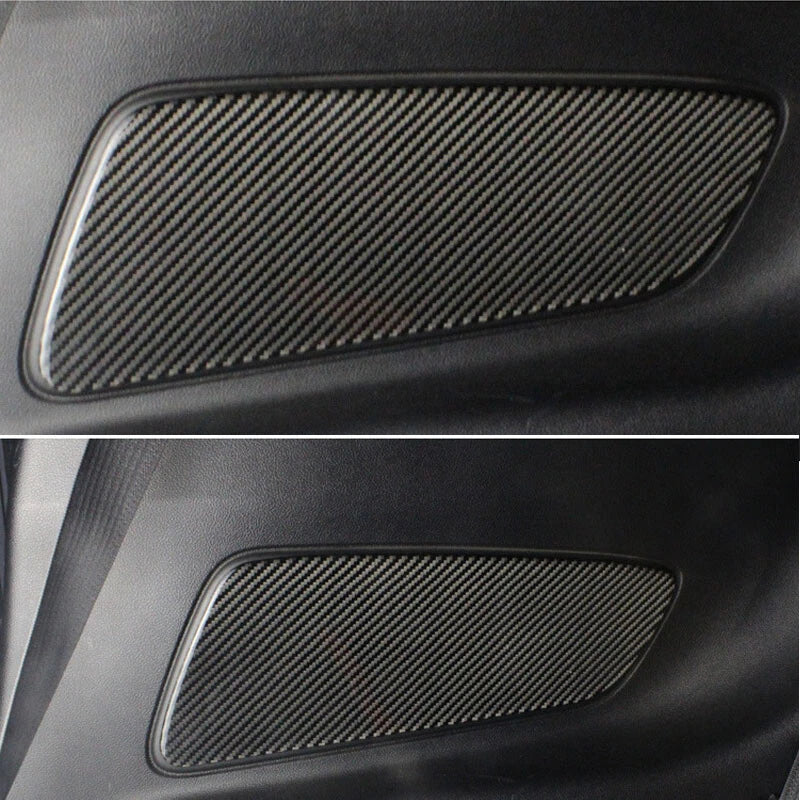 For Mustang 2015-2018 Carbon Fiber Interior Trim Rear Seat Door Panel Decor