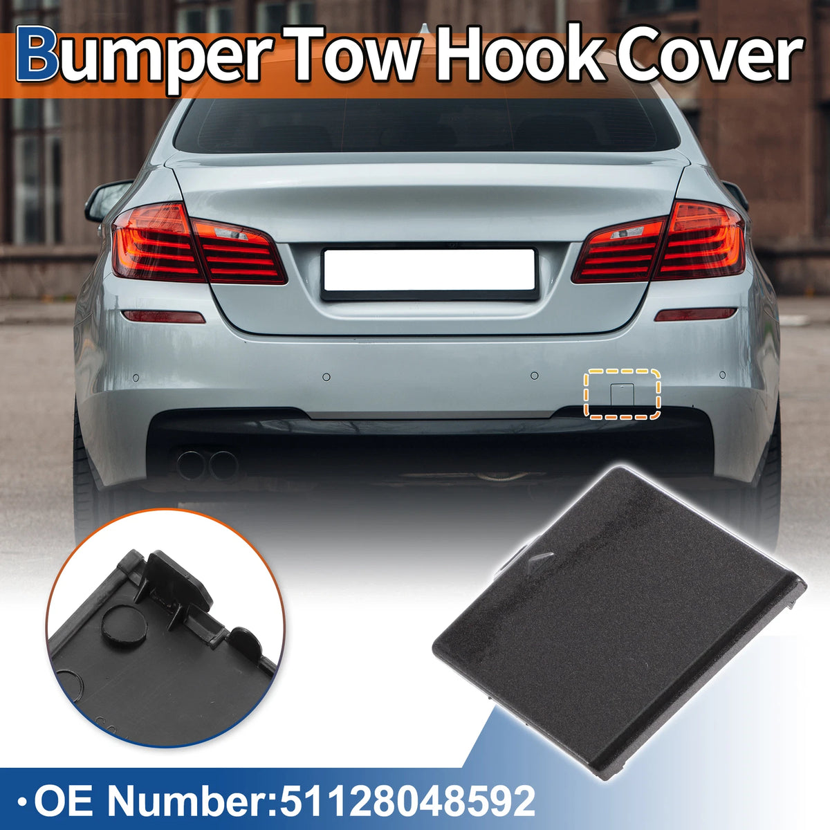 Rear Tow Hook Cover for BMW 5 Series F10 (2011-2017) Deep Gray