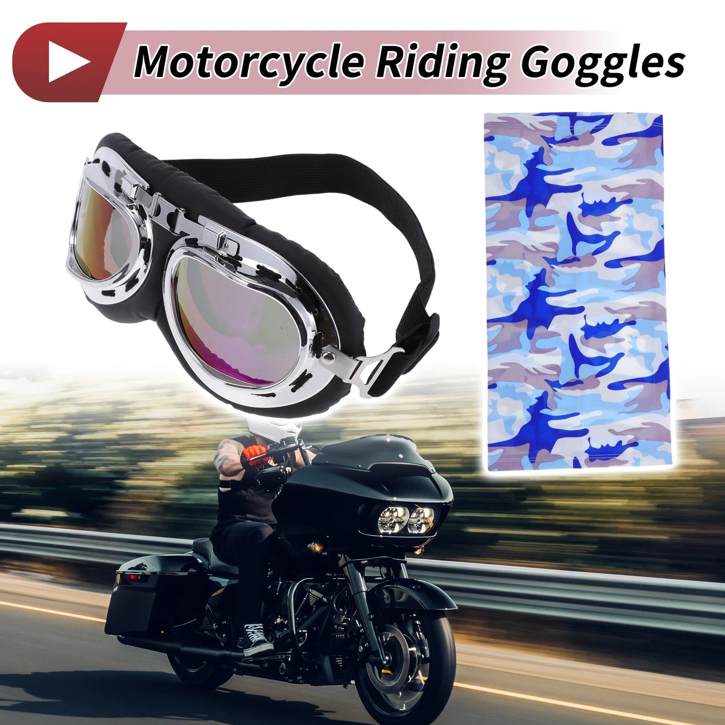Goggles / 1 x Motorcycle Riding Goggles Multicolour Lens Black Frame for Motorcycle
