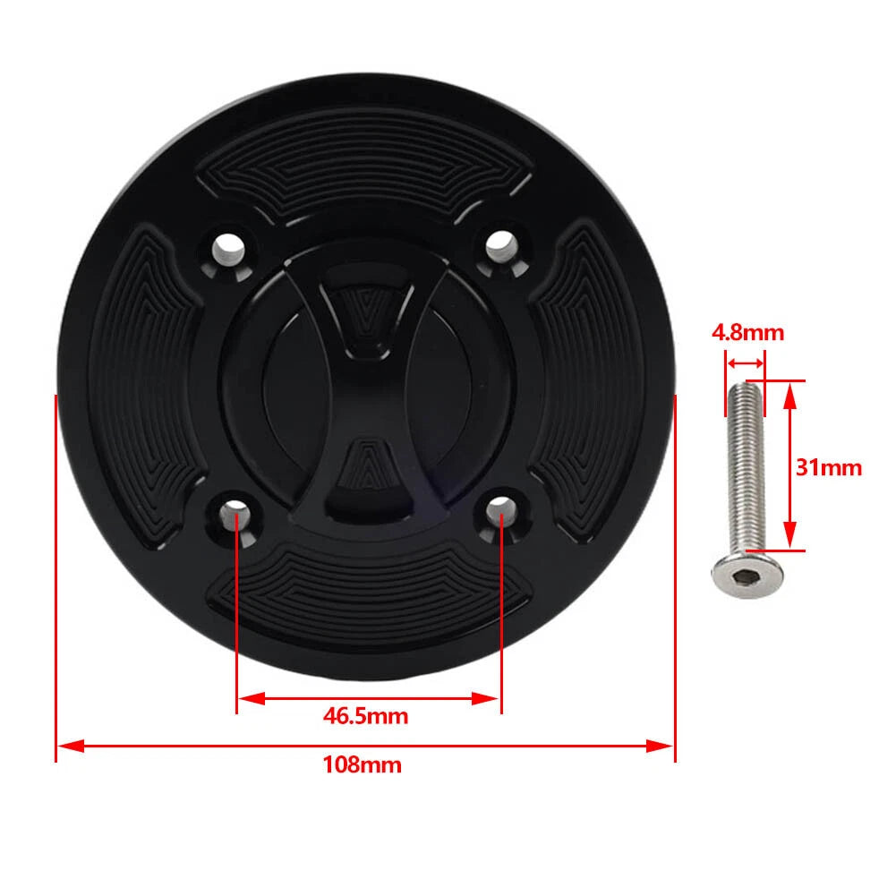Black Fuel Gas Tank Cap Cover for APRILIA RSV1000 (2004-2008) Tuono V4R (2011-2017) RSV4 R