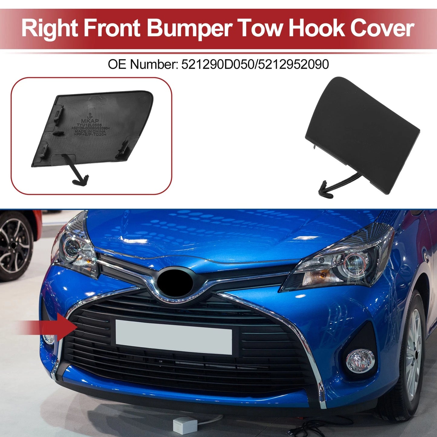 Right Front Tow Hook Cover for Toyota Yaris (2012-2014)